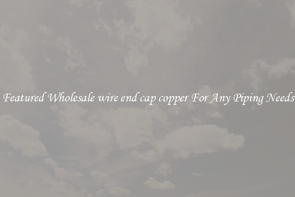 Featured Wholesale wire end cap copper For Any Piping Needs
