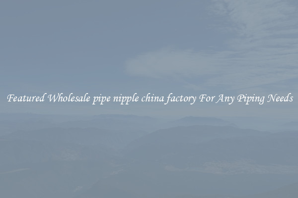 Featured Wholesale pipe nipple china factory For Any Piping Needs