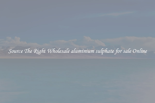Source The Right Wholesale aluminium sulphate for sale Online